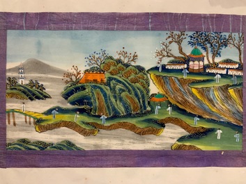 Chinese school, ink and colour on rice paper, Canton, 19th C.: a collection of 39 drawings in six albums