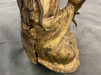 Une figure de Bouddha en bronze dor&eacute;, Sino-Tibet, Ming