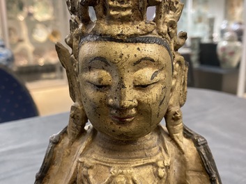 A Sino-Tibetan gilt bronze figure of Buddha, Ming