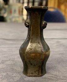 Three small Chinese bronze vases, Song and Qing