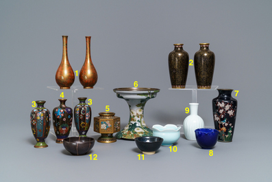 A large collection of Japanese cloisonn&eacute; and studio pottery, Meiji/Showa, 19/20th C.