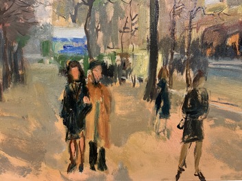 Sadji (Sha Qi, Sha Yinnian) (1914-2005): Vue sur 'Avenue de la Toison d'or' &agrave; Bruxelles, huile sur toile