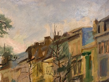 Sadji (Sha Qi, Sha Yinnian) (1914-2005): Vue sur 'Avenue de la Toison d'or' &agrave; Bruxelles, huile sur toile