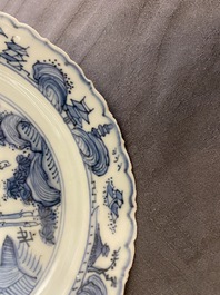A fine Chinese blue and white 'deer' plate, Wanli