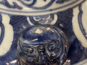 A Chinese blue and white jar with birds in a landscape, Wanli