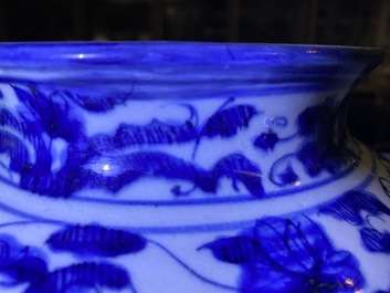 A Chinese blue and white vase with figural design, Wanli