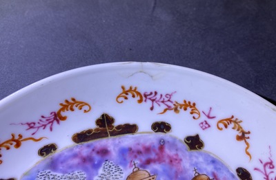 Un service &agrave; th&eacute; de 17 pi&egrave;ces en porcelaine de Chine famille rose de style Meissen, Qianlong