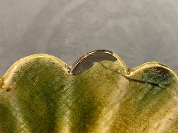 A Chinese green-glazed tripod 'narcissus' bowl, prob. Song