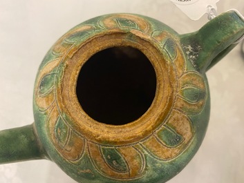 A Chinese sancai-glazed ewer with incised design, Liao (916-1125)