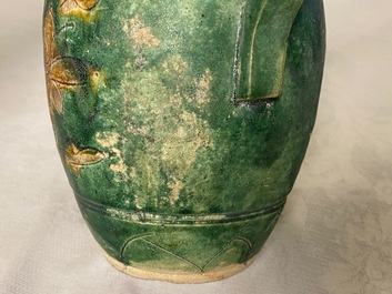 A Chinese sancai-glazed ewer with incised design, Liao (916-1125)