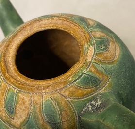 A Chinese sancai-glazed ewer with incised design, Liao (916-1125)