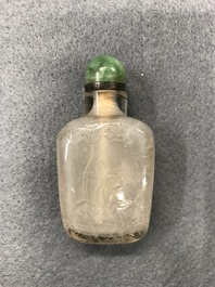 Six Chinese needle quartz and agate snuff bottles, 19/20th C.