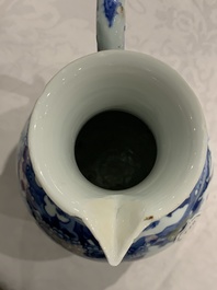 A Chinese blue and white jug with floral design, Transitional period