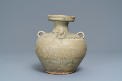 A Chinese Yue chicken-head ewer, Jin Dynasty, 3/5th C.