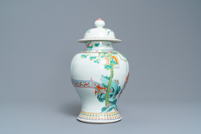 A Chinese famille rose vase and cover, 19/20th C.