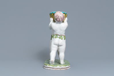 Een polychrome aardewerken groep met twee Bacchusfiguren in Brusselse stijl, Geo Martel, D&egrave;svres, begin 20e eeuw