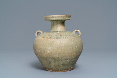 A Chinese Yue chicken-head ewer, Jin Dynasty, 3/5th C.