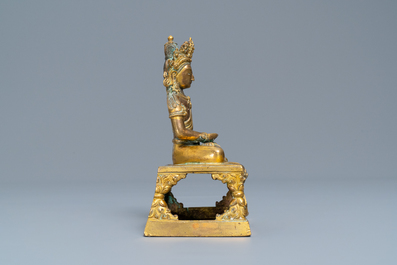 A Sino-Tibetan bronze figure of Buddha Amitayus, Qianlong
