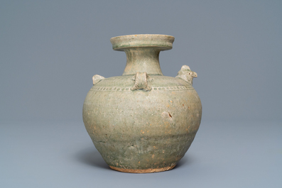 A Chinese Yue chicken-head ewer, Jin Dynasty, 3/5th C.