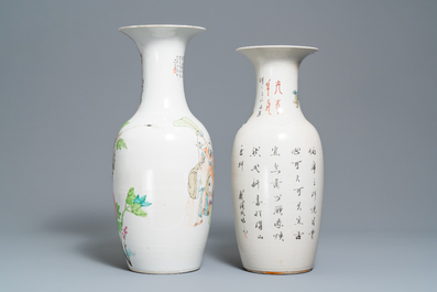Deux vases en porcelaine de Chine qianjiang cai, 19/20&egrave;me