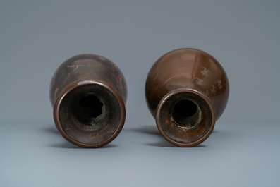 Two Chinese silver- and copper-inlaid bronze vases for the Vietnamese market, 19th/20th C.