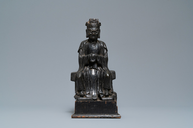 A Chinese bronze figure of Wenchang Wang with inscription, Ming