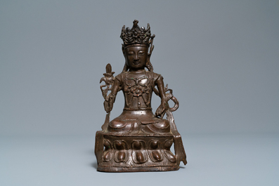 A Chinese bronze figure of Buddha, 18th C.