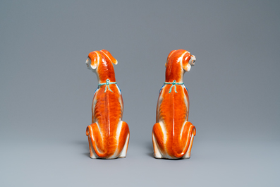 A pair of Chinese export porcelain models of dogs, Qianlong