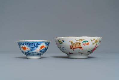 Six various Chinese porcelain wares, 19/20th C.