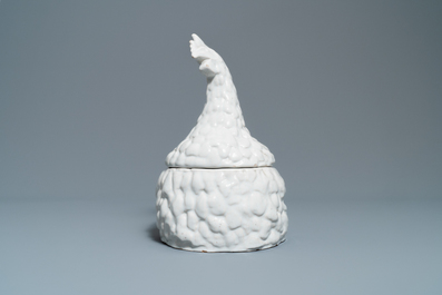 A white 'rooster' tureen and cover, France, 19th C.