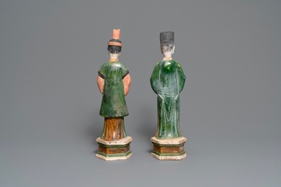 Two Chinese polychrome earthenware tomb figures, Ming