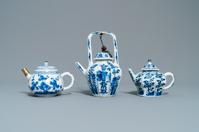 Five Chinese blue and white teapots and covers, Kangxi