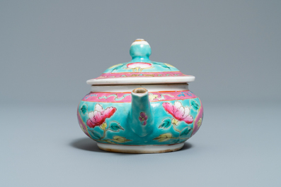 A Chinese famille rose teapot and cover for the Straits or Peranakan market, 19th C.