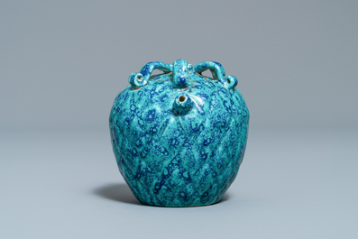 A Chinese fruit-shaped robin's egg-glazed water dropper, 19th C.