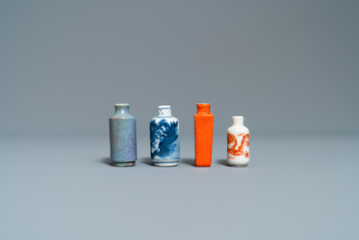 Four various Chinese 'twin' snuff bottles, 19/20th C.