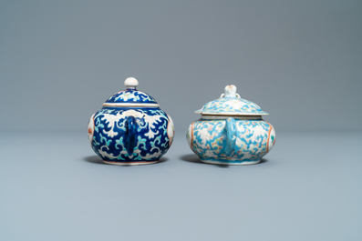 Two Chinese famille rose teapots and covers for the Straits or Peranakan market, 19th C.