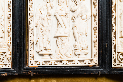 A carved ivory 'crucifixion' triptych, prob. Dieppe, France, 19th C.