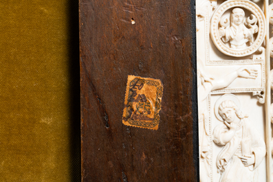 A carved ivory 'crucifixion' triptych, prob. Dieppe, France, 19th C.