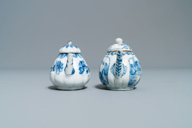 Five Chinese blue and white teapots and covers, Kangxi