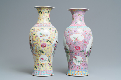 Two Chinese famille rose vases, Qianlong mark, Republic