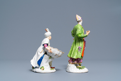 Two polychrome orientalist porcelain figures, Meissen and Samson, 18/19th C.