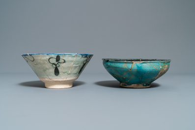 Four various Islamic pottery bowls, Safavid and Raqqa, 14th C. and later