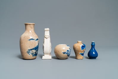 Eight small Chinese vases and a brushwasher, Kangxi and later