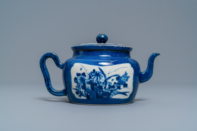 A Chinese powder blue-ground teapot and cover, Kangxi