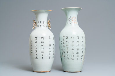 Deux vases en porcelaine de Chine famille rose, 19/20&egrave;me