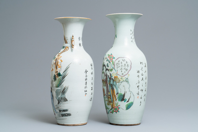 Deux vases en porcelaine de Chine famille rose, 19/20&egrave;me