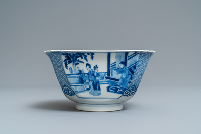A Chinese blue and white square bowl, Xuande mark, Kangxi