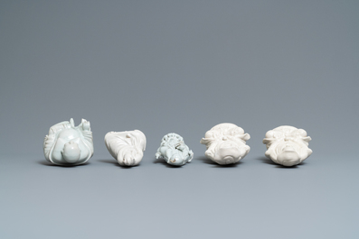 Five Chinese Dehua blanc de Chine figures, 19/20th C.