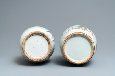 Deux vases en porcelaine de Chine famille rose, 19/20&egrave;me