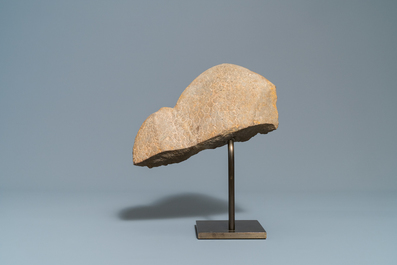 A Khmer stone fragment of a Naga, Bayon, 12/13th C.